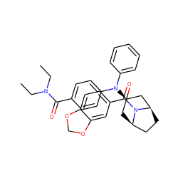 CCN(CC)C(=O)c1ccc(N(c2ccccc2)[C@@H]2C[C@@H]3CC[C@H](C2)N3C(=O)c2ccc3c(c2)OCO3)cc1 ZINC000100855481