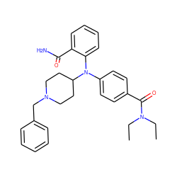 CCN(CC)C(=O)c1ccc(N(c2ccccc2C(N)=O)C2CCN(Cc3ccccc3)CC2)cc1 ZINC000045286397