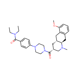 CCN(CC)C(=O)c1ccc(N2CCN(C(=O)[C@@H]3C[C@@H]4Cc5c(cccc5OC)C[C@H]4N(C)C3)CC2)cc1 ZINC000028950381