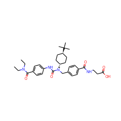 CCN(CC)C(=O)c1ccc(NC(=O)N(Cc2ccc(C(=O)NCCC(=O)O)cc2)[C@H]2CC[C@H](C(C)(C)C)CC2)cc1 ZINC000253668367