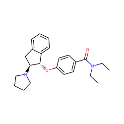 CCN(CC)C(=O)c1ccc(O[C@H]2c3ccccc3C[C@@H]2N2CCCC2)cc1 ZINC000147817391