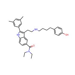 CCN(CC)C(=O)c1ccc2[nH]c(-c3cc(C)cc(C)c3)c(CCNCCCCc3ccc(O)cc3)c2c1 ZINC000029465450