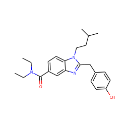 CCN(CC)C(=O)c1ccc2c(c1)nc(Cc1ccc(O)cc1)n2CCC(C)C ZINC000045495255