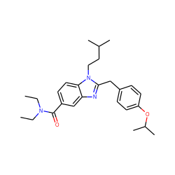 CCN(CC)C(=O)c1ccc2c(c1)nc(Cc1ccc(OC(C)C)cc1)n2CCC(C)C ZINC000040835286