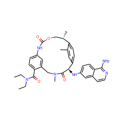 CCN(CC)C(=O)c1ccc2cc1CN(C)C(=O)[C@H](Nc1ccc3c(N)nccc3c1)c1ccc(c(C)c1)[C@@H](C)COC(=O)N2 ZINC000207292746