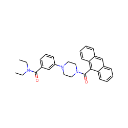 CCN(CC)C(=O)c1cccc(N2CCN(C(=O)c3c4ccccc4cc4ccccc34)CC2)c1 ZINC000073141658