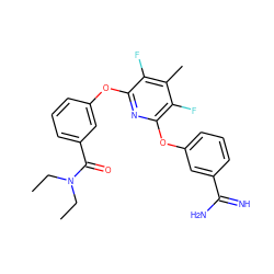 CCN(CC)C(=O)c1cccc(Oc2nc(Oc3cccc(C(=N)N)c3)c(F)c(C)c2F)c1 ZINC000013473989