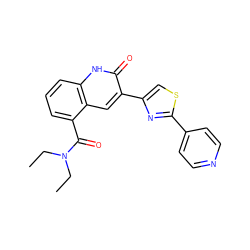 CCN(CC)C(=O)c1cccc2[nH]c(=O)c(-c3csc(-c4ccncc4)n3)cc12 ZINC000014974714