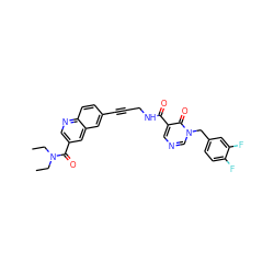 CCN(CC)C(=O)c1cnc2ccc(C#CCNC(=O)c3cncn(Cc4ccc(F)c(F)c4)c3=O)cc2c1 ZINC000096176326