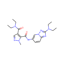 CCN(CC)C(=O)c1cnn(C)c1C(=O)Nc1ccc2nc(N(CC)CC)nn2c1 ZINC000205073873