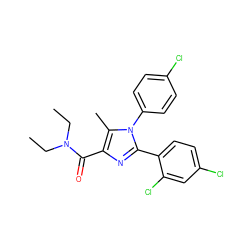 CCN(CC)C(=O)c1nc(-c2ccc(Cl)cc2Cl)n(-c2ccc(Cl)cc2)c1C ZINC000013611895