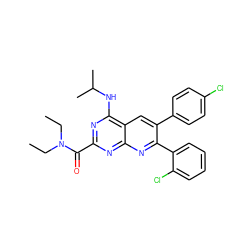 CCN(CC)C(=O)c1nc(NC(C)C)c2cc(-c3ccc(Cl)cc3)c(-c3ccccc3Cl)nc2n1 ZINC000040874612