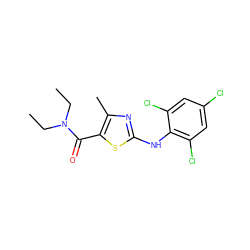 CCN(CC)C(=O)c1sc(Nc2c(Cl)cc(Cl)cc2Cl)nc1C ZINC000013587331