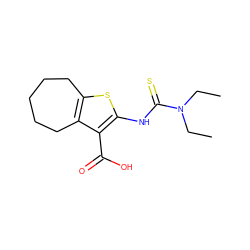 CCN(CC)C(=S)Nc1sc2c(c1C(=O)O)CCCCC2 ZINC000043077007