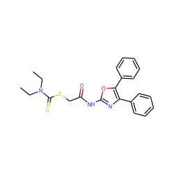 CCN(CC)C(=S)SCC(=O)Nc1nc(-c2ccccc2)c(-c2ccccc2)o1 ZINC000002356309