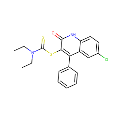 CCN(CC)C(=S)Sc1c(-c2ccccc2)c2cc(Cl)ccc2[nH]c1=O ZINC000018249435