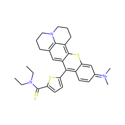 CCN(CC)C(=S)c1ccc(-c2c3ccc(=[N+](C)C)cc-3sc3c4c5c(cc23)CCCN5CCC4)s1 ZINC000095562400