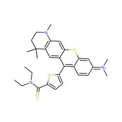 CCN(CC)C(=S)c1ccc(-c2c3ccc(=[N+](C)C)cc-3sc3cc4c(cc23)C(C)(C)CCN4C)s1 ZINC000095563969