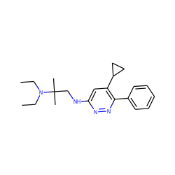 CCN(CC)C(C)(C)CNc1cc(C2CC2)c(-c2ccccc2)nn1 ZINC000000015415