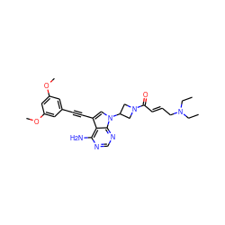 CCN(CC)C/C=C/C(=O)N1CC(n2cc(C#Cc3cc(OC)cc(OC)c3)c3c(N)ncnc32)C1 ZINC000225143481