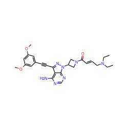 CCN(CC)C/C=C/C(=O)N1CC(n2nc(C#Cc3cc(OC)cc(OC)c3)c3c(N)ncnc32)C1 ZINC000225157371