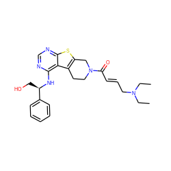 CCN(CC)C/C=C/C(=O)N1CCc2c(sc3ncnc(N[C@H](CO)c4ccccc4)c23)C1 ZINC000064539045