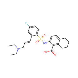 CCN(CC)C/C=C/c1cc(F)ccc1S(=O)(=O)Nc1ccc2c(c1C(=O)O)CCCC2 ZINC000035089419