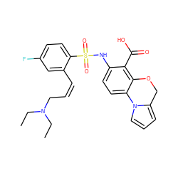 CCN(CC)C/C=C\c1cc(F)ccc1S(=O)(=O)Nc1ccc2c(c1C(=O)O)OCc1cccn1-2 ZINC000144885412