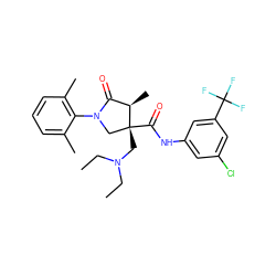 CCN(CC)C[C@@]1(C(=O)Nc2cc(Cl)cc(C(F)(F)F)c2)CN(c2c(C)cccc2C)C(=O)[C@H]1C ZINC000142536090