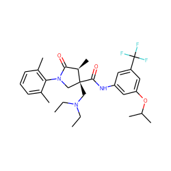 CCN(CC)C[C@@]1(C(=O)Nc2cc(OC(C)C)cc(C(F)(F)F)c2)CN(c2c(C)cccc2C)C(=O)[C@H]1C ZINC000142537032