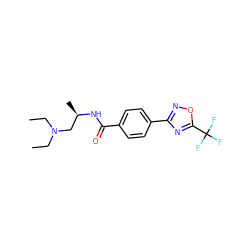 CCN(CC)C[C@@H](C)NC(=O)c1ccc(-c2noc(C(F)(F)F)n2)cc1 ZINC000142892419