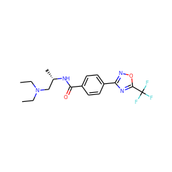 CCN(CC)C[C@H](C)NC(=O)c1ccc(-c2noc(C(F)(F)F)n2)cc1 ZINC000142892194