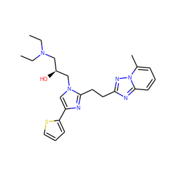 CCN(CC)C[C@H](O)Cn1cc(-c2cccs2)nc1CCc1nc2cccc(C)n2n1 ZINC000117849079