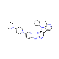 CCN(CC)C1CCN(c2ccc(Nc3ncc4c5ccnc(C)c5n(C5CCCC5)c4n3)nc2)CC1 ZINC000117689436