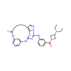 CCN(CC)C1CN(C(=O)c2cccc(Nc3nc4nc5c(cnn35)CCCCC(=O)Nc3cccc(c3)N4)c2)C1 ZINC000029129201