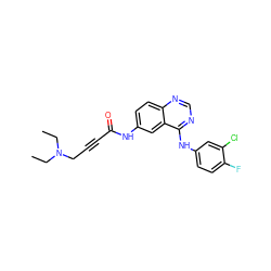 CCN(CC)CC#CC(=O)Nc1ccc2ncnc(Nc3ccc(F)c(Cl)c3)c2c1 ZINC000013682399