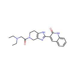 CCN(CC)CC(=O)N1CCc2[nH]c(-c3cc4ccccc4[nH]c3=O)nc2C1 ZINC000084617277