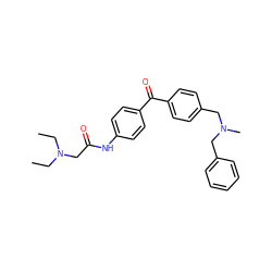 CCN(CC)CC(=O)Nc1ccc(C(=O)c2ccc(CN(C)Cc3ccccc3)cc2)cc1 ZINC000071329735