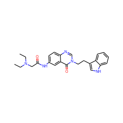 CCN(CC)CC(=O)Nc1ccc2ncn(CCc3c[nH]c4ccccc34)c(=O)c2c1 ZINC000049116206