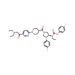 CCN(CC)CC(=O)c1ccc(N2CCC(C(=O)N3C[C@@H](N(CC)C(=O)Oc4ccc(F)cc4)[C@H](c4ccc(F)cc4)C3)CC2)nc1 ZINC000163823955