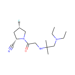 CCN(CC)CC(C)(C)NCC(=O)N1C[C@@H](F)C[C@H]1C#N ZINC000040892074