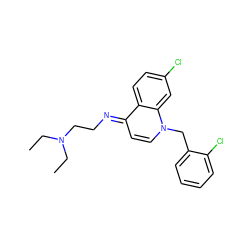 CCN(CC)CC/N=c1\ccn(Cc2ccccc2Cl)c2cc(Cl)ccc12 ZINC000013741405