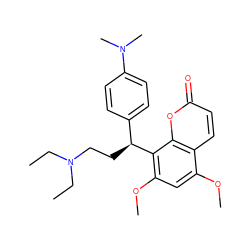 CCN(CC)CC[C@@H](c1ccc(N(C)C)cc1)c1c(OC)cc(OC)c2ccc(=O)oc12 ZINC000013659958