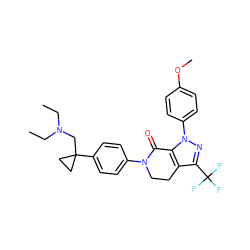 CCN(CC)CC1(c2ccc(N3CCc4c(C(F)(F)F)nn(-c5ccc(OC)cc5)c4C3=O)cc2)CC1 ZINC000038578936