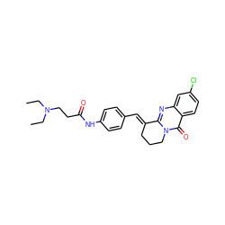 CCN(CC)CCC(=O)Nc1ccc(/C=C2\CCCn3c2nc2cc(Cl)ccc2c3=O)cc1 ZINC000084619840