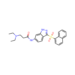 CCN(CC)CCC(=O)Nc1ccc2c(S(=O)(=O)c3cccc4ccccc34)n[nH]c2c1 ZINC000066105207