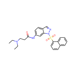 CCN(CC)CCC(=O)Nc1ccc2cnn(S(=O)(=O)c3cccc4ccccc34)c2c1 ZINC000040412722