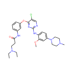 CCN(CC)CCC(=O)Nc1cccc(Oc2nc(Nc3ccc(N4CCN(C)CC4)cc3OC)ncc2Cl)c1 ZINC000169310609