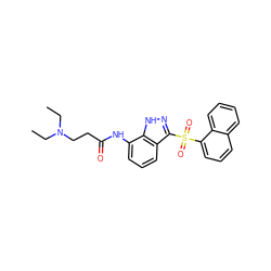 CCN(CC)CCC(=O)Nc1cccc2c(S(=O)(=O)c3cccc4ccccc34)n[nH]c12 ZINC000066112126