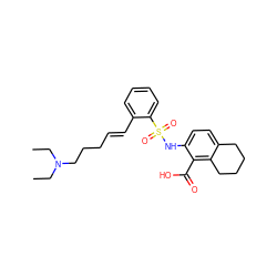 CCN(CC)CCC/C=C/c1ccccc1S(=O)(=O)Nc1ccc2c(c1C(=O)O)CCCC2 ZINC000014964923